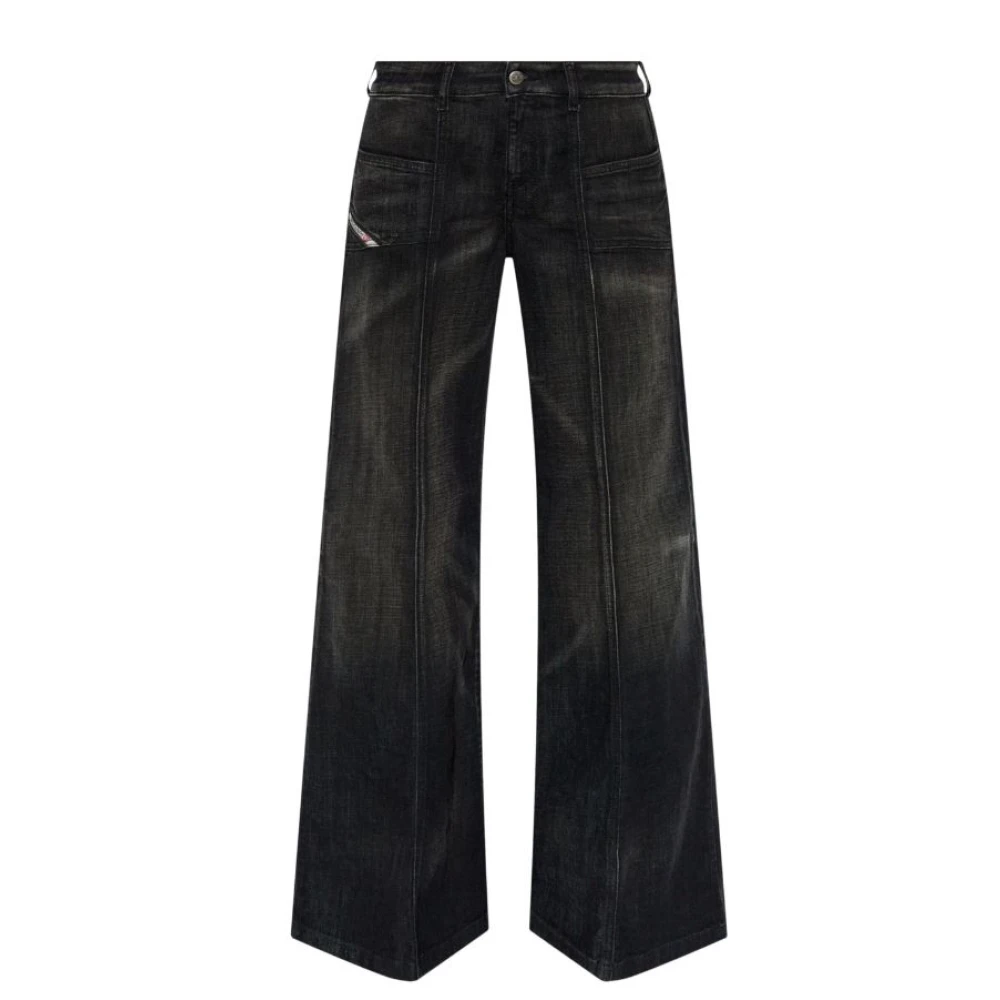 Diesel Flared Jeans met Plooi-effect Gray Dames