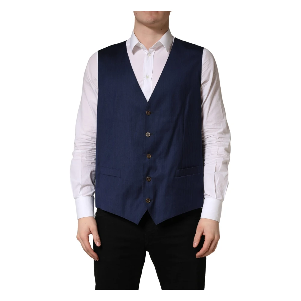 Dolce & Gabbana Blue Vest - Male - Waistcoats - 3XL - Suits