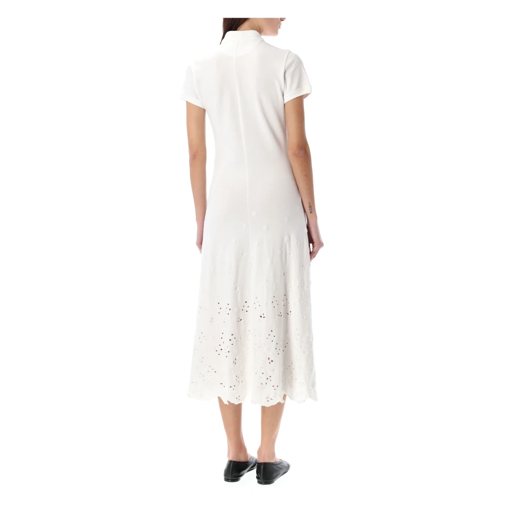 Ralph Lauren Eyelet Polo Jurk White Dames