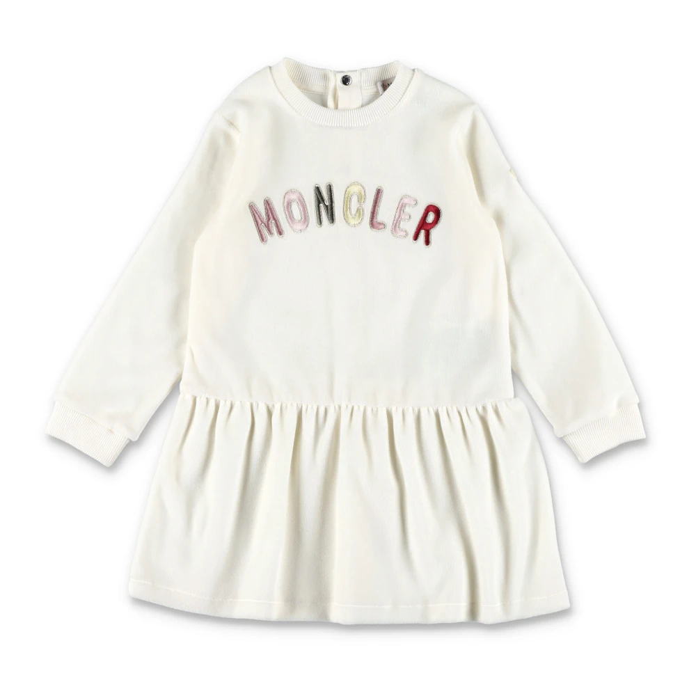 Moncler Vit Broderad Klänning Aw24 White, Flicka