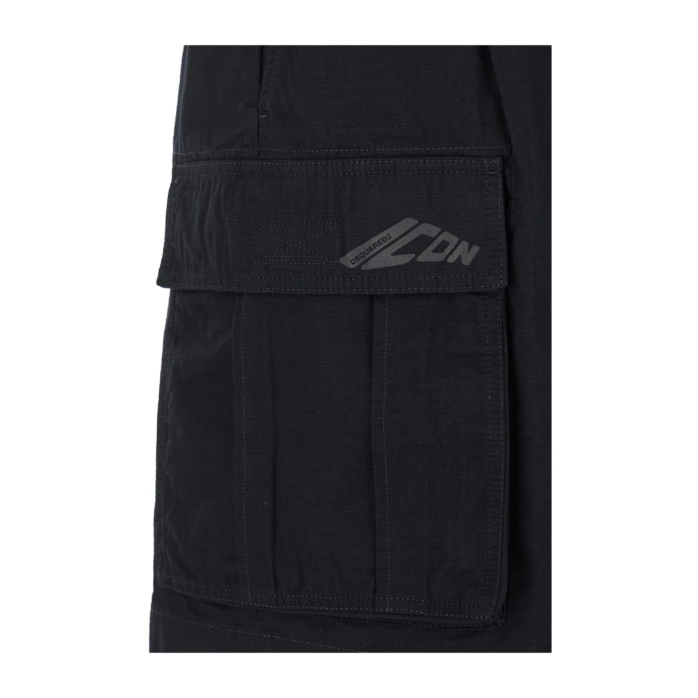 Dsquared2 Zwarte Cargo Shorts in Katoen Man Black Heren