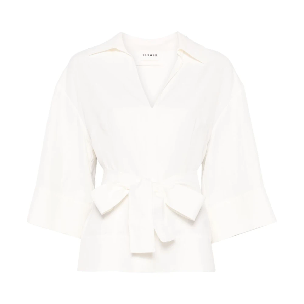 P.a.r.o.s.h. Witte Linnen Blend Raisa Shirt White Dames