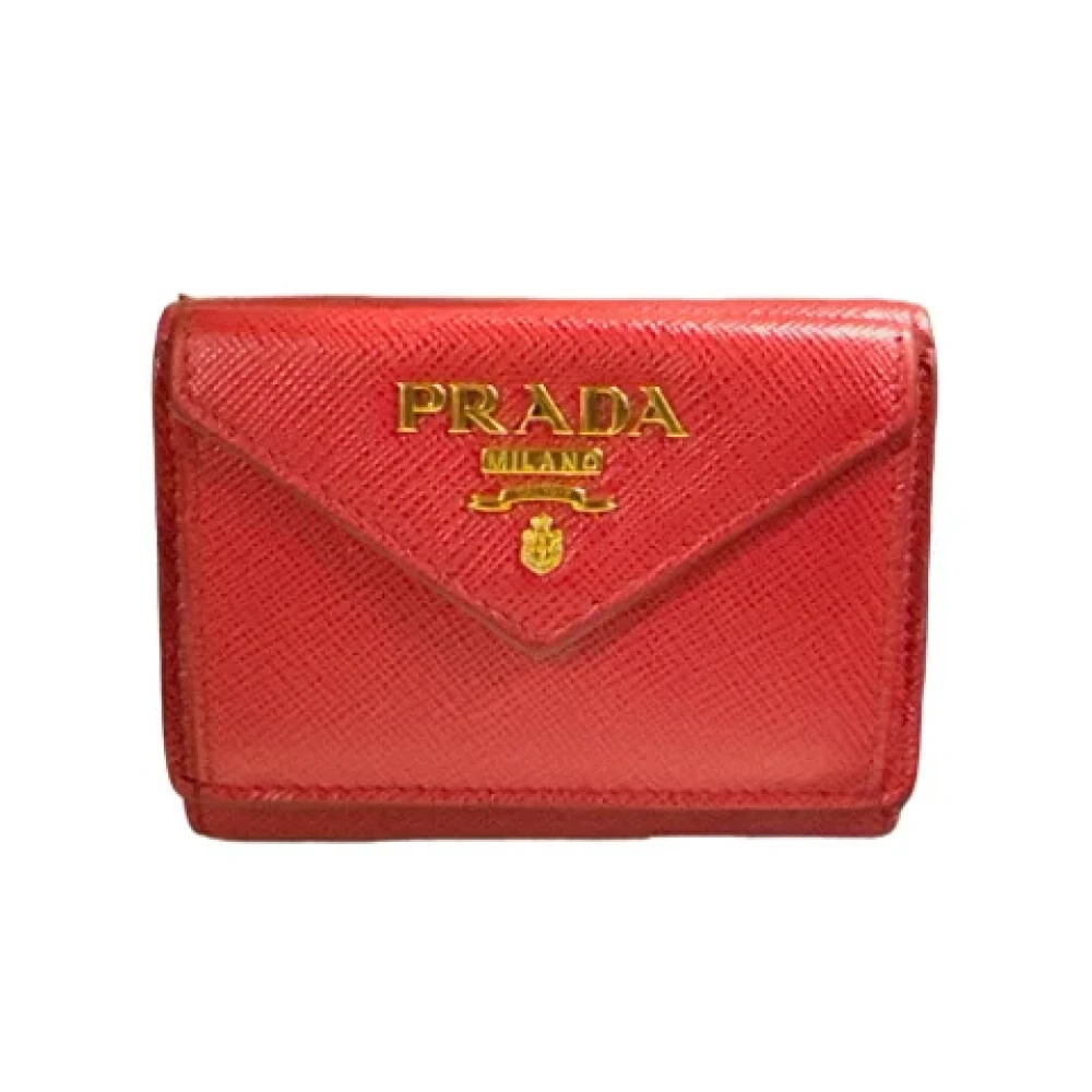 Prada Vintage Pre-owned Leather wallets Red Dames