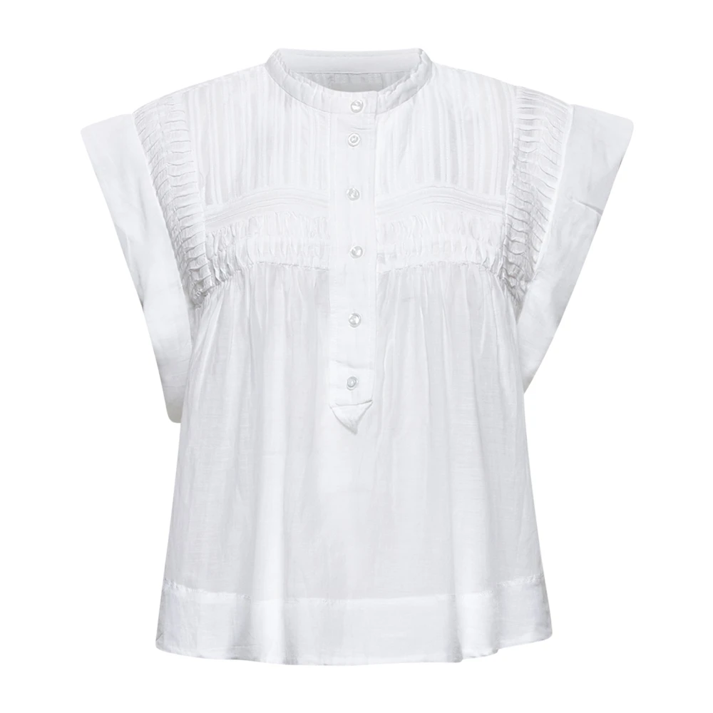 Isabel Marant Étoile Witte Blouse met Mandarin Kraag en Wijd Uitlopende Onderkant White Dames
