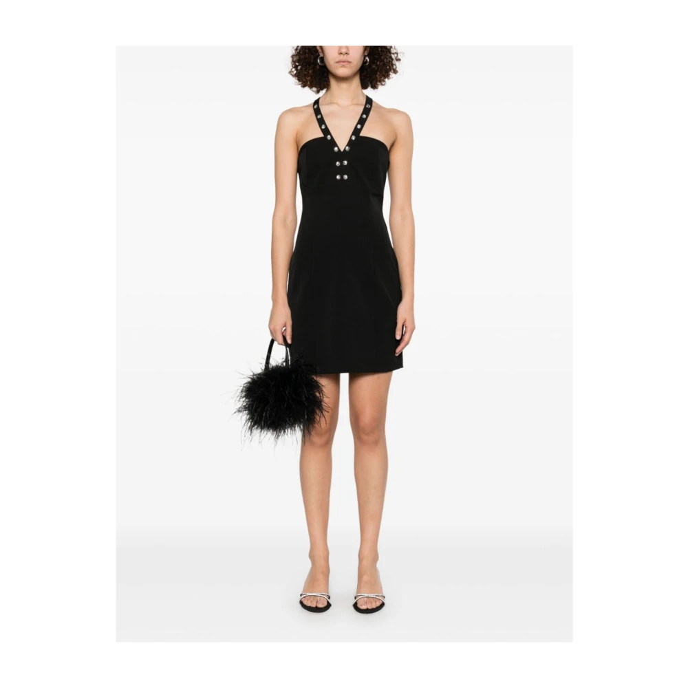 Liu Jo Zwarte Strass Versierde Korte Jurk Black Dames