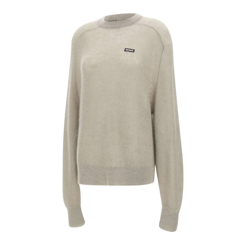 Rotate Birger Christensen Grijze Wollen Trui met Logo Gray Dames