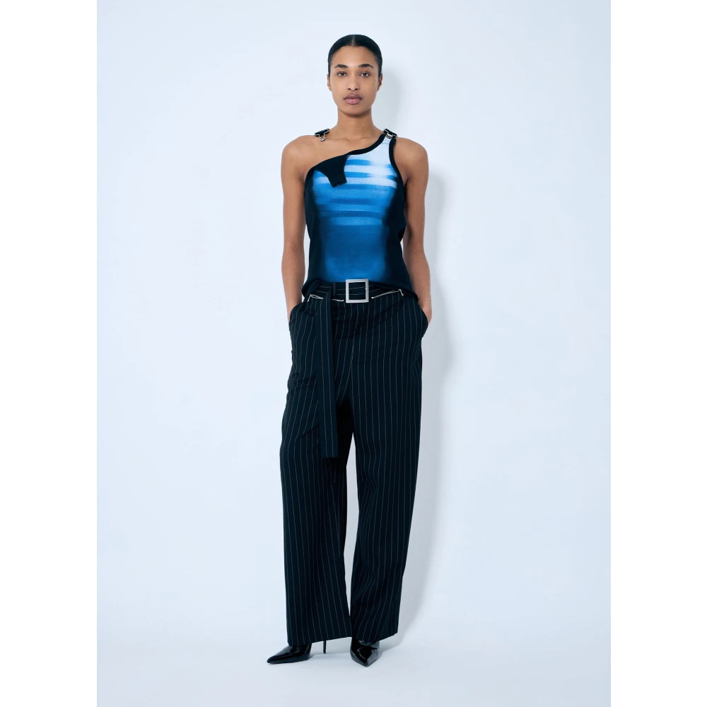 Jean Paul Gaultier Wollen Gestreepte Maatbroek Black Dames