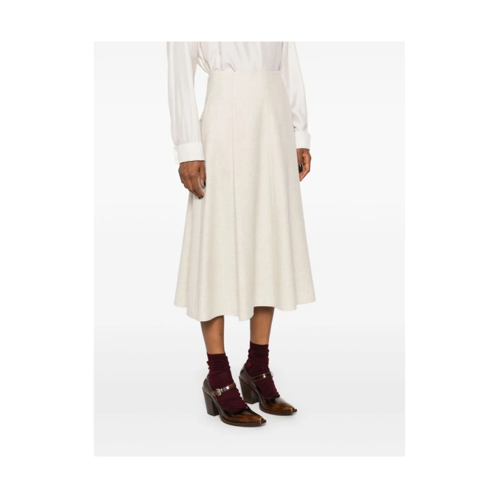 BRUNELLO CUCINELLI Ivoor Wol-Kasjmier A-Lijn Rok Beige Dames