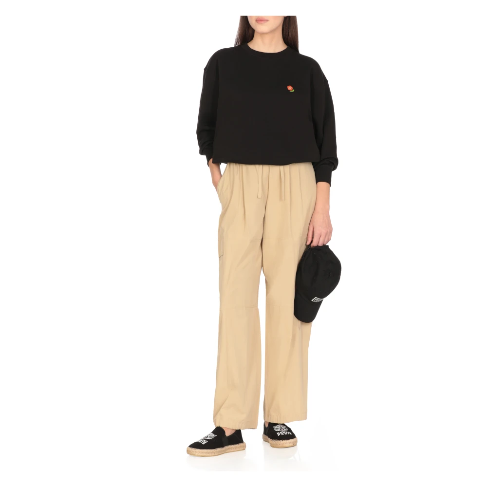 Kenzo Zwarte Katoenen Sweatshirt met Bloemenborduursel Black Dames