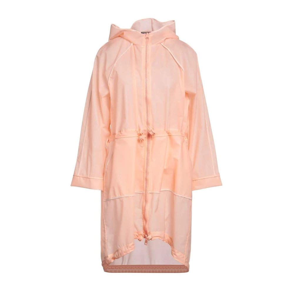 Elisabetta Franchi Waterdichte Lange Jas met Elastische Taille Pink Dames