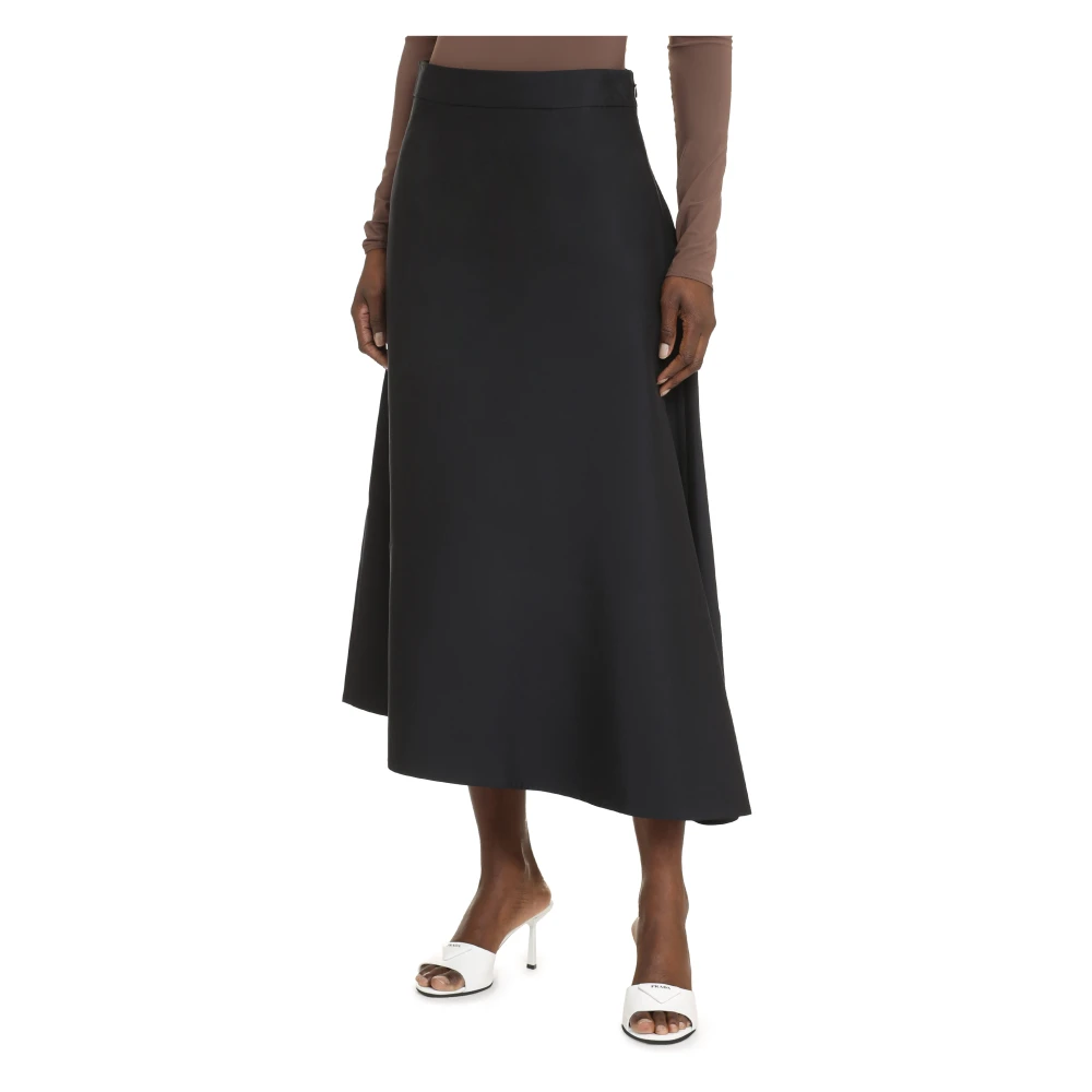 Jil Sander A-lijn midi rok van zijdeblend Blue Dames