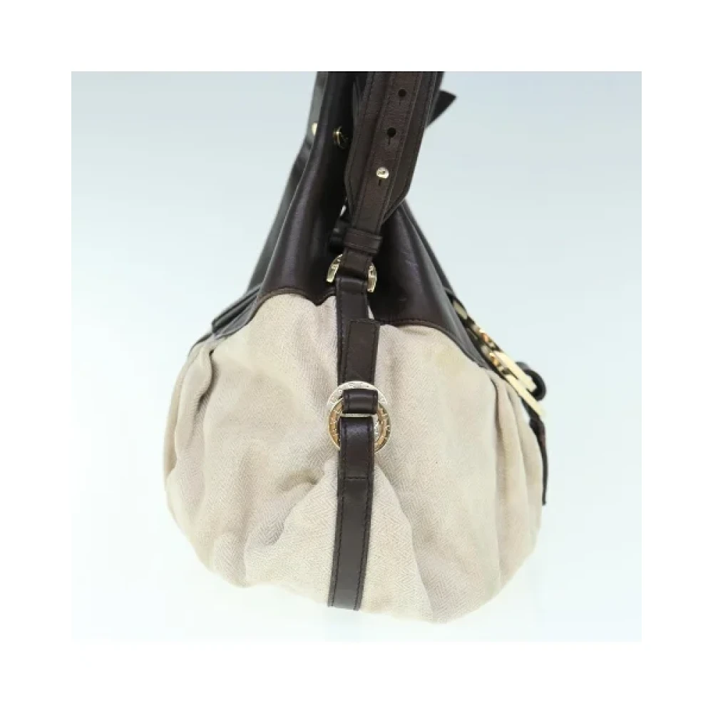 Bvlgari Vintage Pre-owned Canvas shoulder-bags Beige Dames