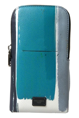 Blå Leopard Läder Herr Crossbody Mobilväska