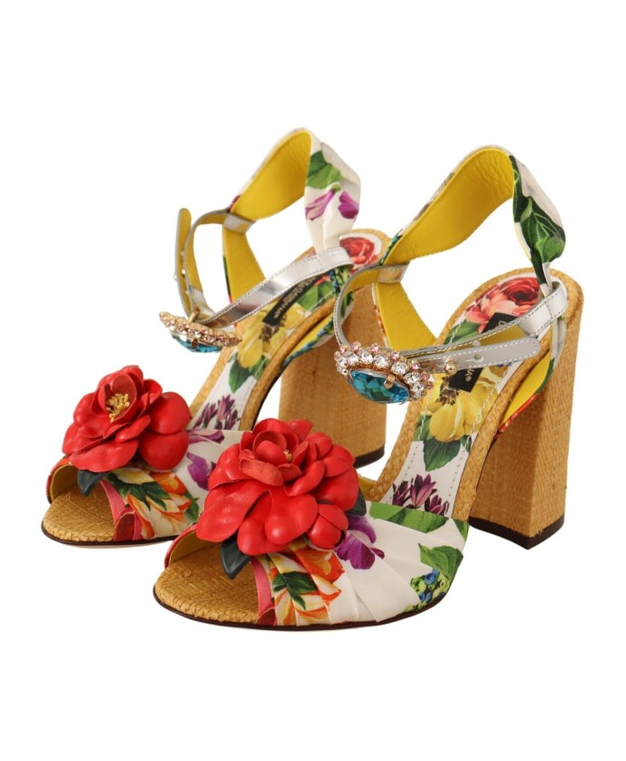 Multicolor Floral Crystal Keira Sandals, Dolce & Gabbana