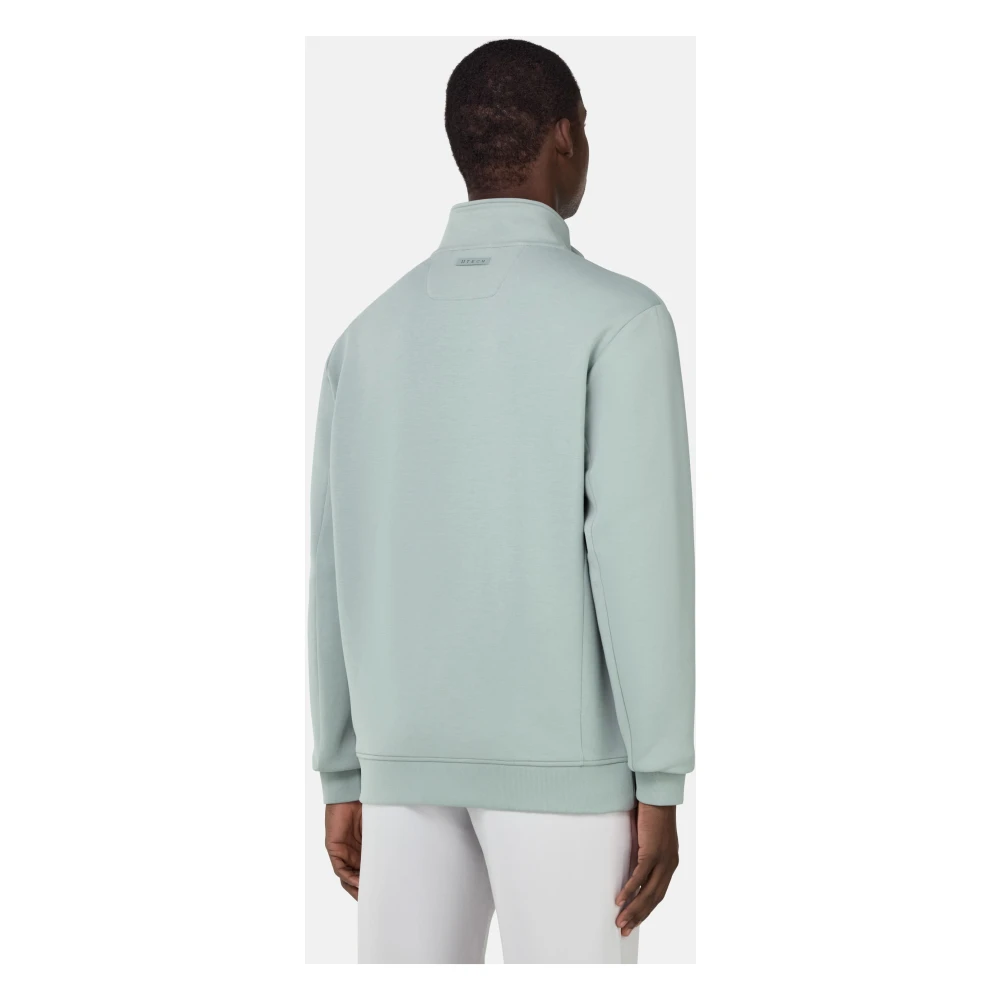 Boggi Milano B Tech Full-Zip Hoodie In Lichtgewicht Katoenmix Scuba Green Heren