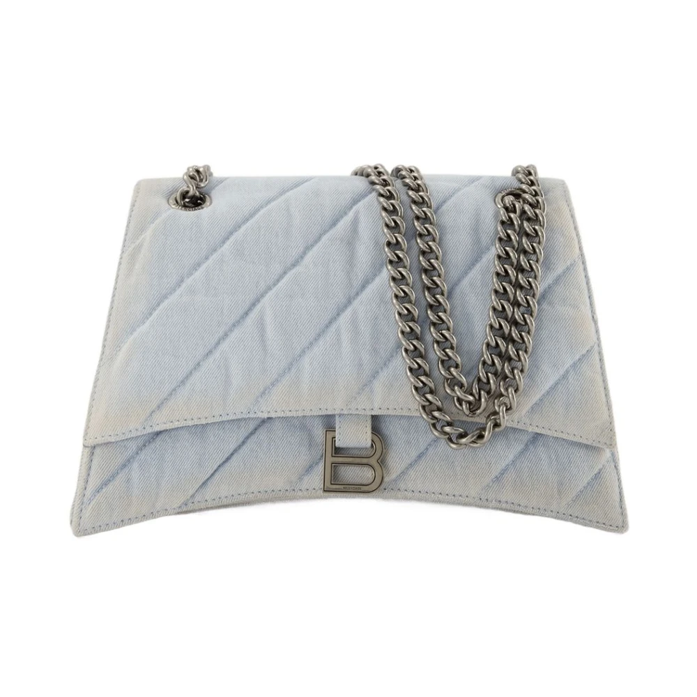 Balenciaga Women's Blue Denim Hobo Crush Bag In Pale
