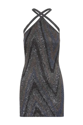 Zigzag Lamé Viskos Mini Klänning