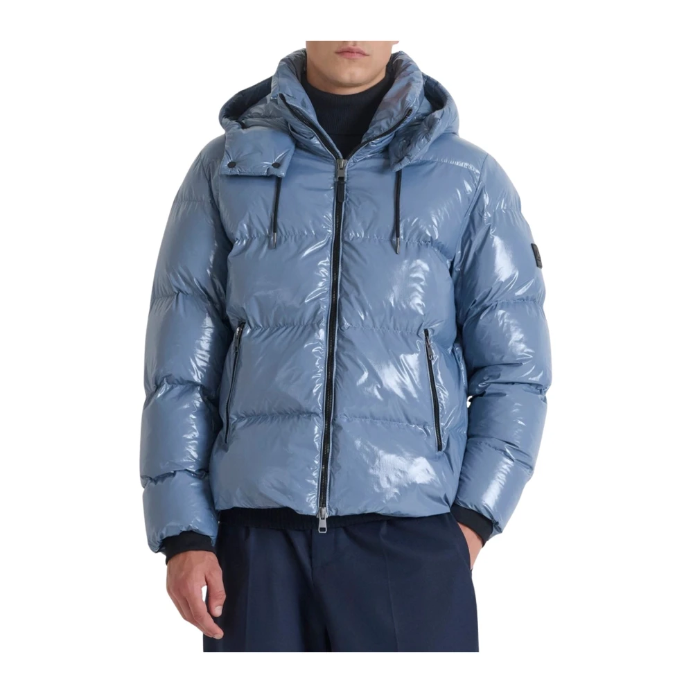 Antony Morato Men's Blue Shiny Relaxed Fit Down Jacket
