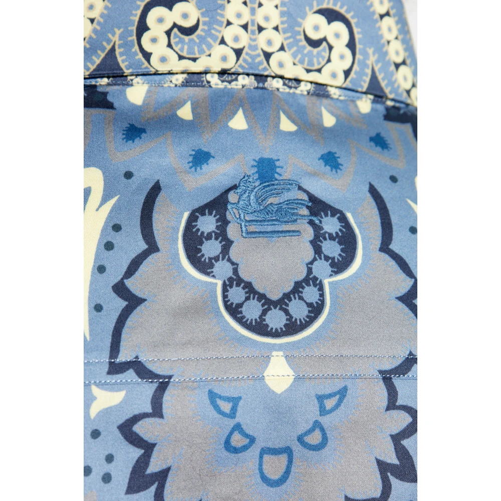ETRO Katoenen korte mouwen shirt Blue Heren