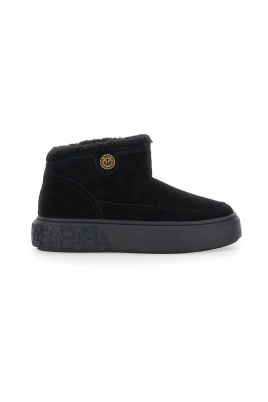 Svart Mid Sneaker Ko Mocka Päls