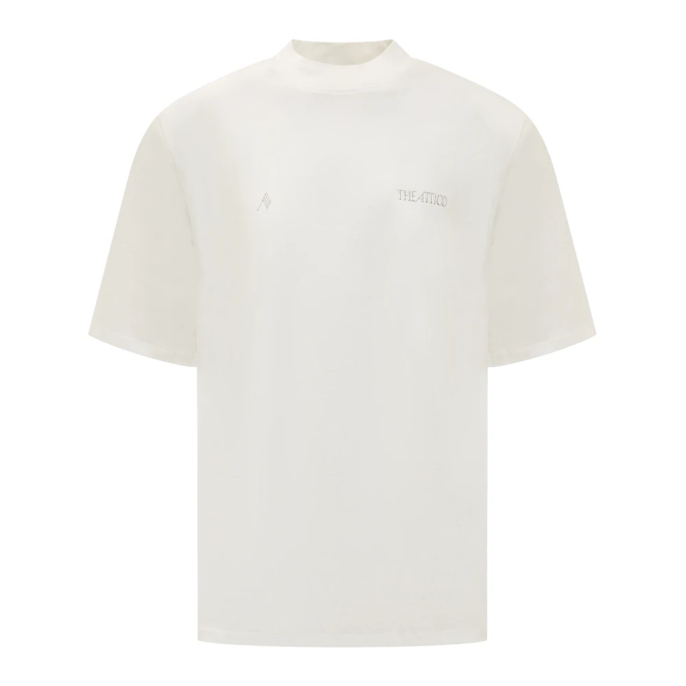 The Attico Witte T-shirt met korte mouwen en ronde hals White Dames