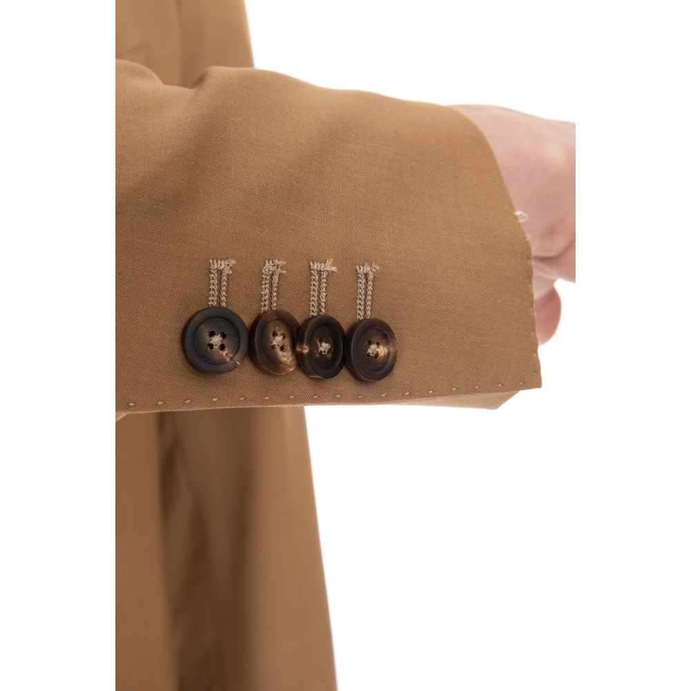 Tagliatore Kameel Wol Zijde Slim Fit Jas Brown Heren