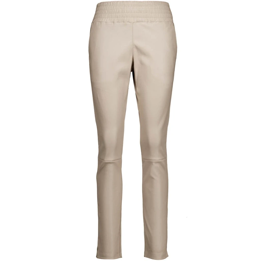 Ibana Offwhite Leren Broek Dames Beige Dames