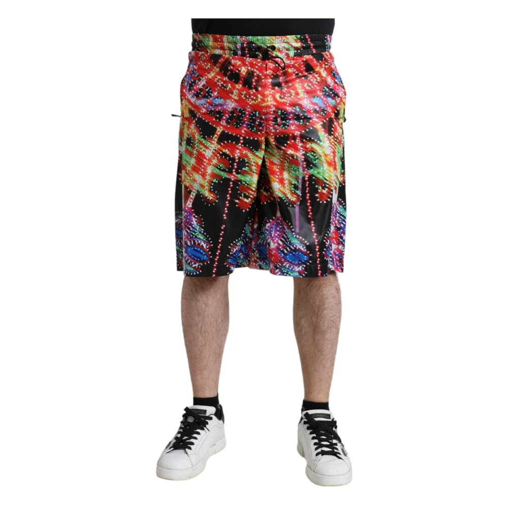 Dolce & Gabbana Men's Multicolor Bermudas, S, Luminarie Print Bermuda Shorts