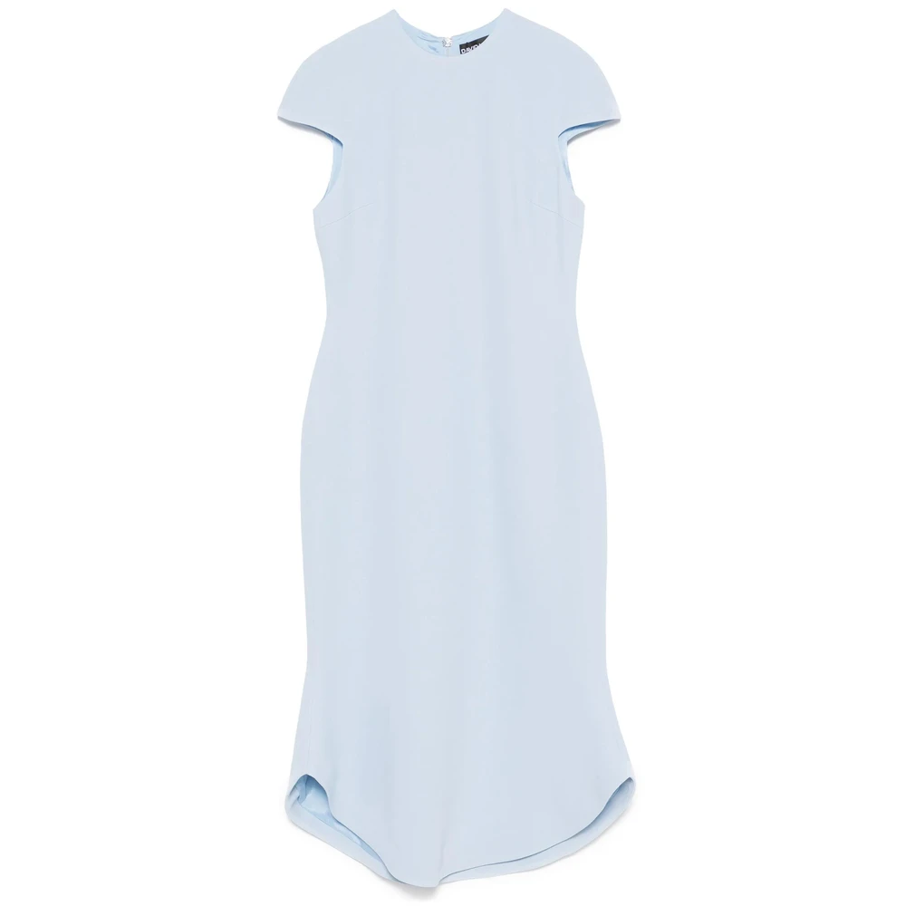 David Koma Blauwe Satijnen Jurk met Kapmouwen Blue Dames