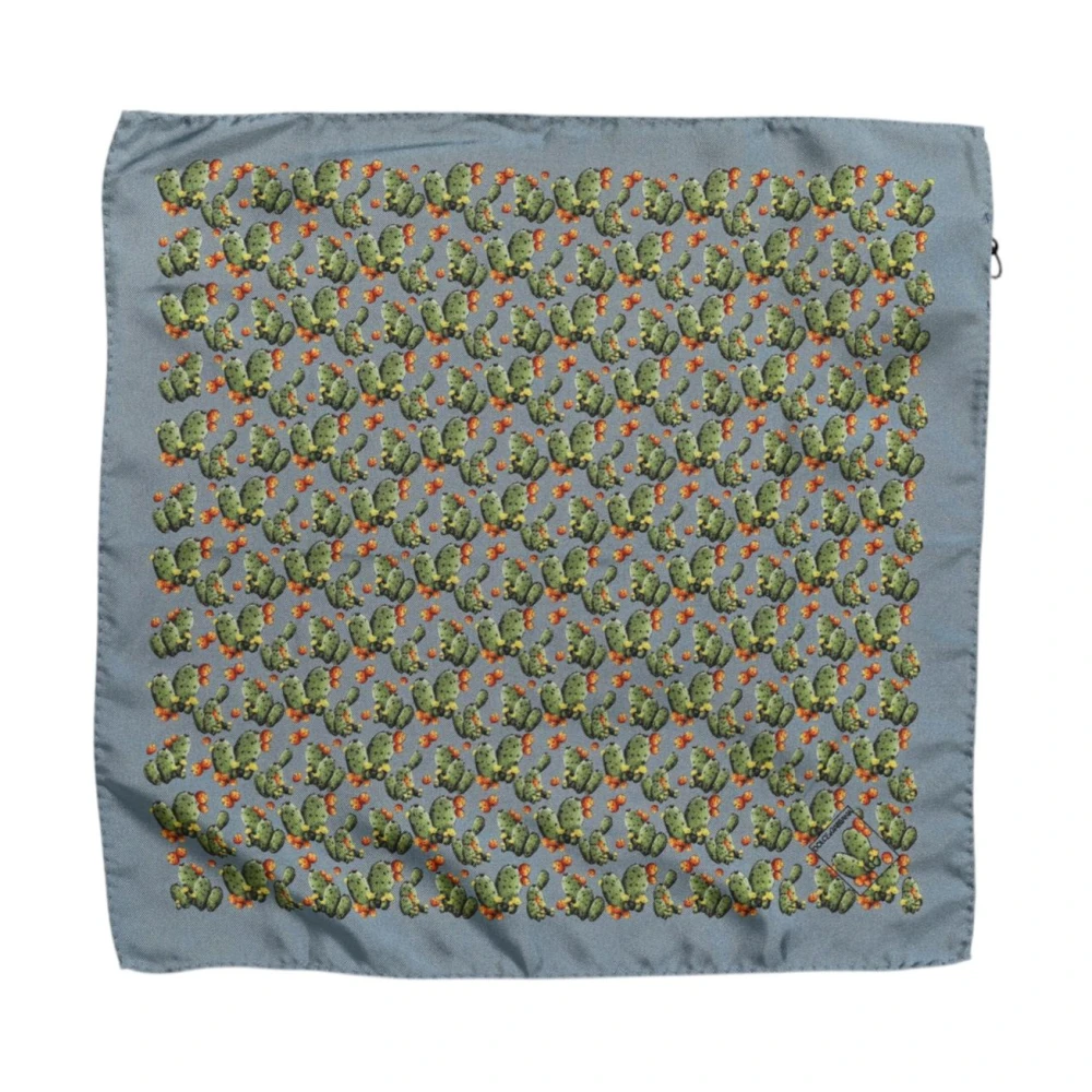 Dolce & Gabbana Gray Green Cactus Print Square Foulard Scarf - Image 2