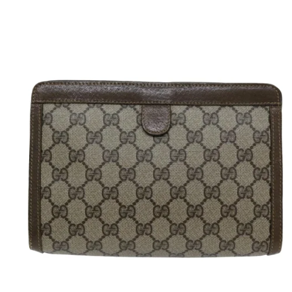 Gucci Vintage Pre-owned Leather clutches Beige Dames