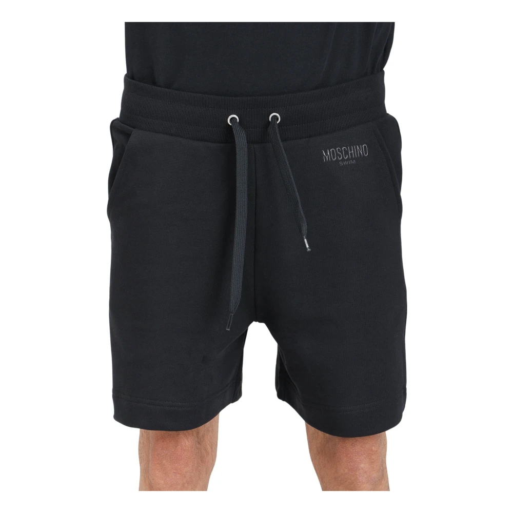 Moschino Zwarte Logo Patch Shorts Black Heren
