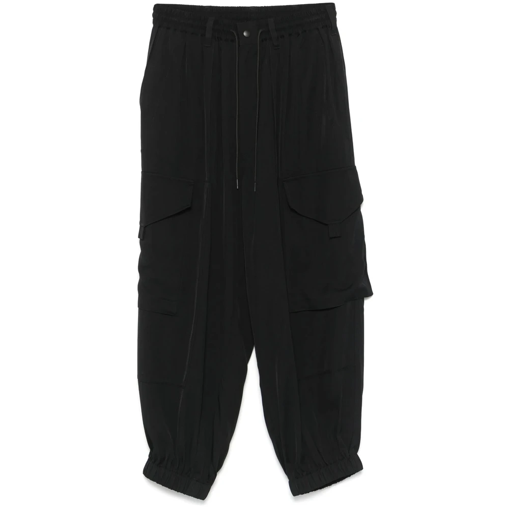 Y-3 Zwarte Cargo Broek met Elastische Details Black Heren