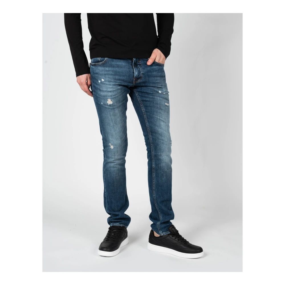 Guess Slim Fit Rits Detail Jeans Blue Heren