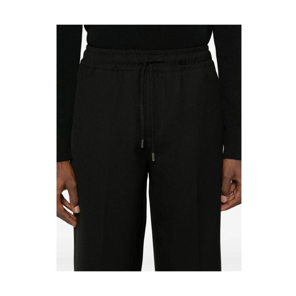Costumein Zwarte Wol Trekkoord Broek Black Heren