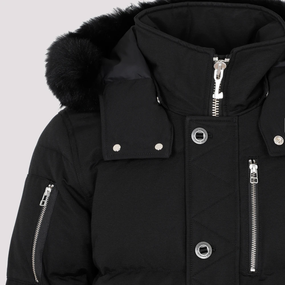 Moose Knuckles Zwarte Bontjas voor Mannen Black Heren