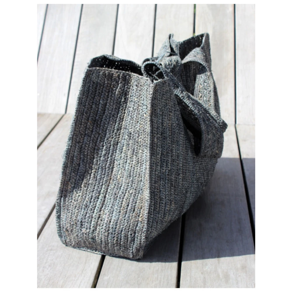 Ibeliv Fitia Geborduurde Raffia Tote Tas Gray Dames