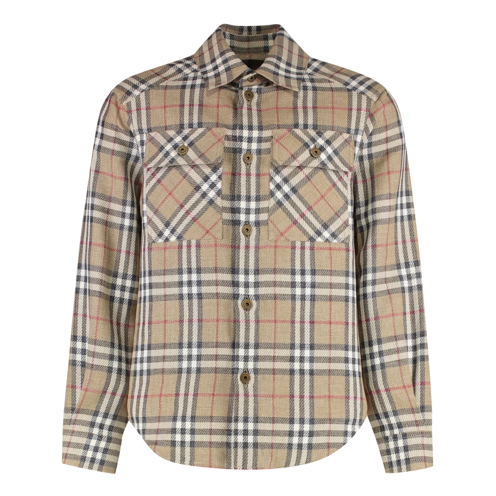Burberry Men's Beige Checked Cotton Shirt