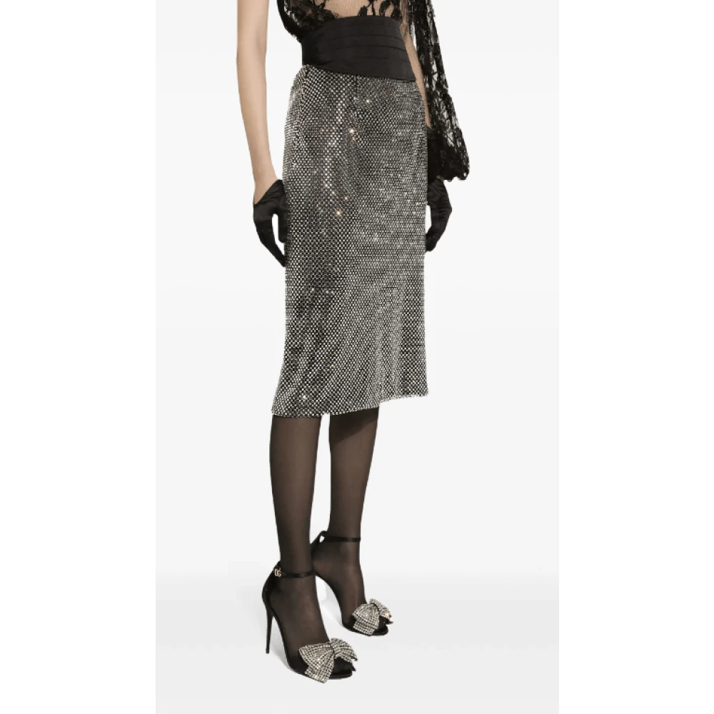 Dolce & Gabbana Kristalversierde knielange rok Gray Dames