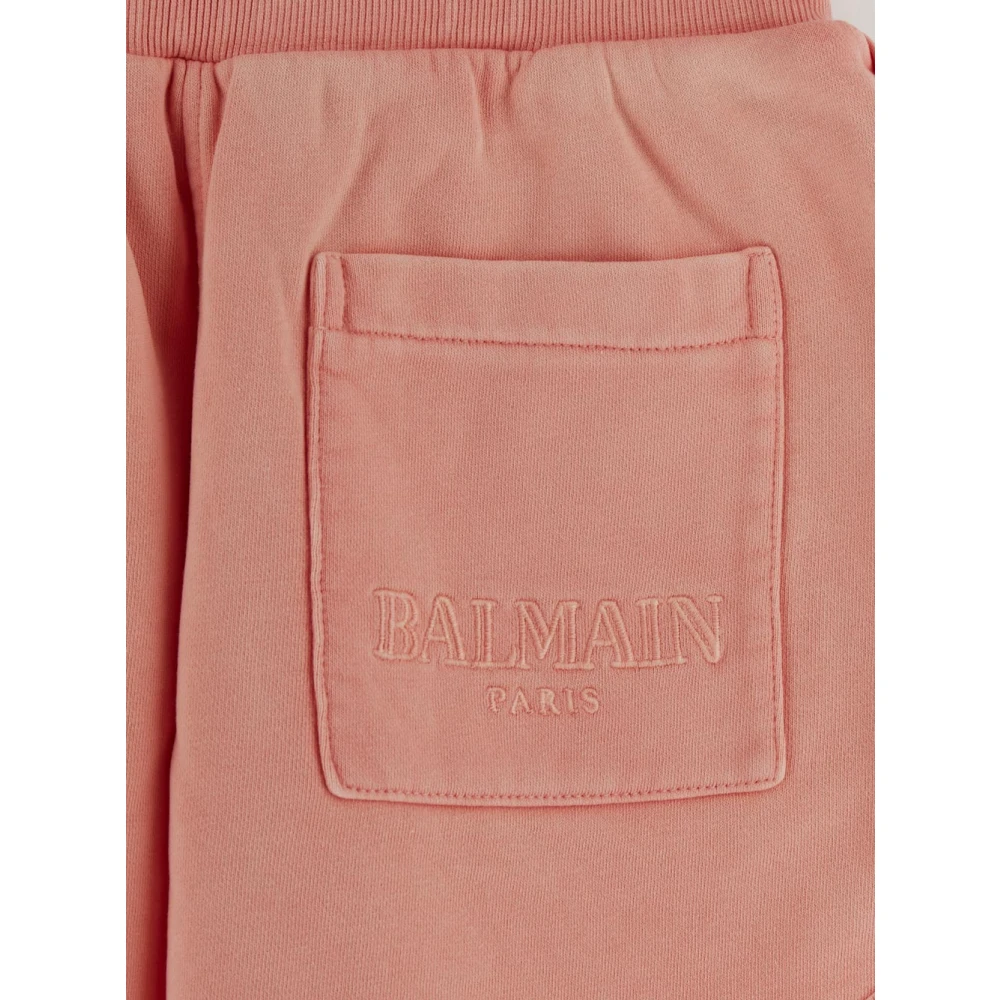 Balmain Katoenen Logo Shorts Pink Dames