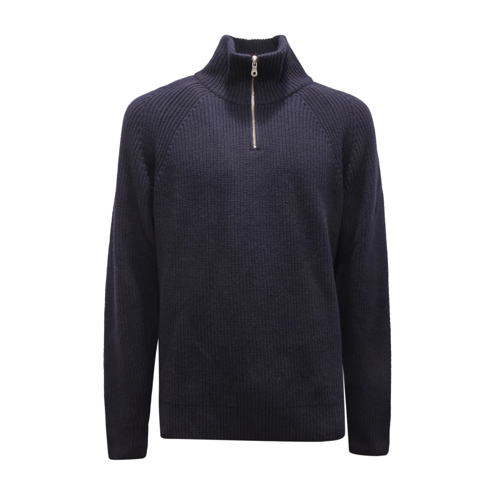 Brooksfield Men's Blue Turtlenecks, 2XL, Navy Wool Blend Half Zip Jumper