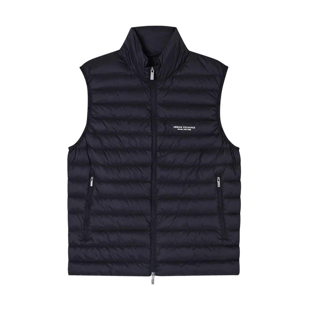 Armani Exchange Men's Black Waistcoats, M, Full Zip Sleeveless Down Jacket