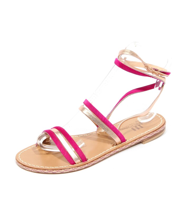 sandalette-cloutee-fuchsia-or