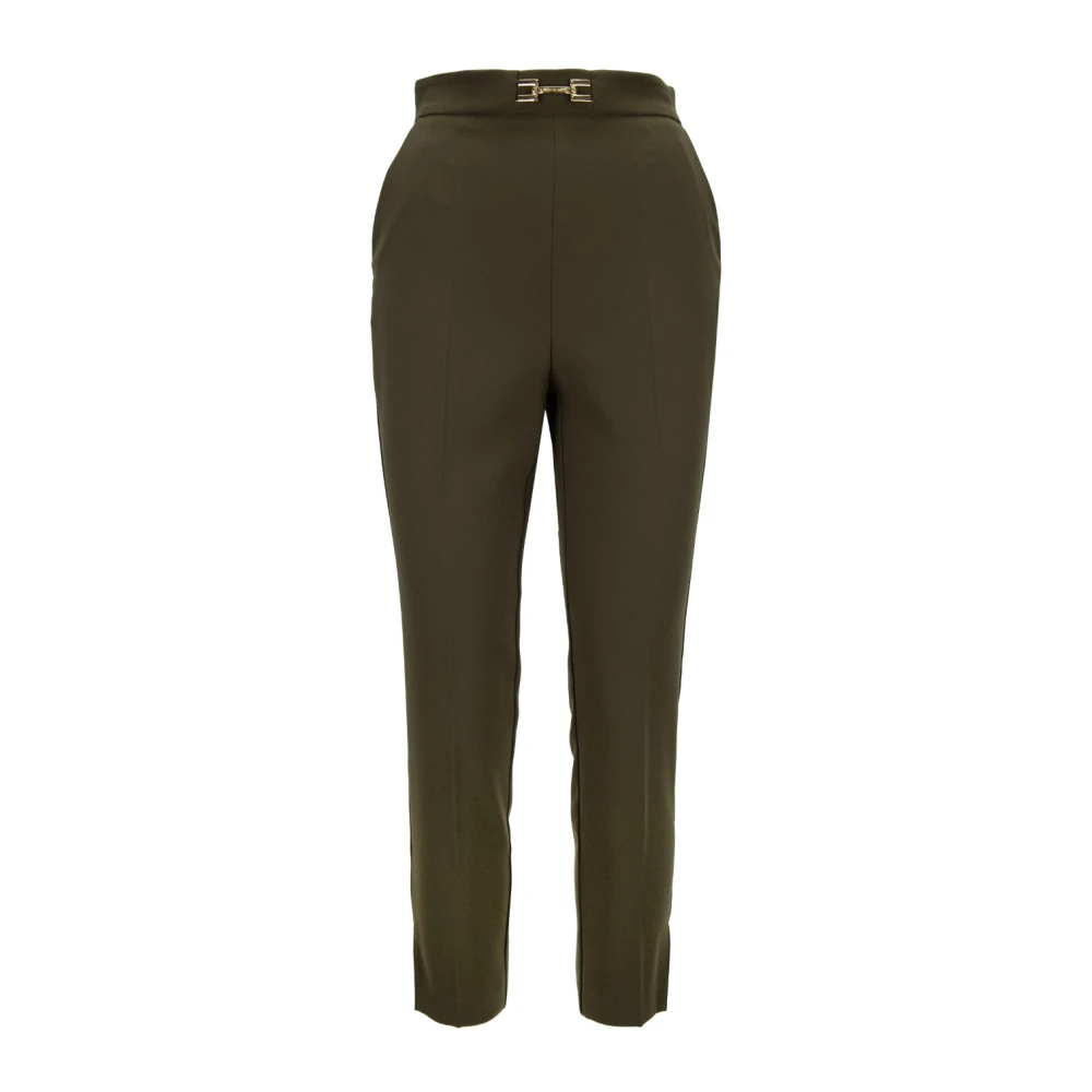 Elisabetta Franchi Gouden Logo Rits Haak Damesbroek Green Dames