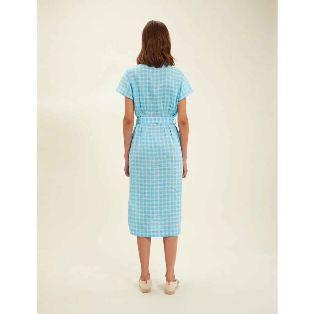 Ines De La Fressange Paris Ethel Turquoise Vichy overhemdjurk Blue Dames