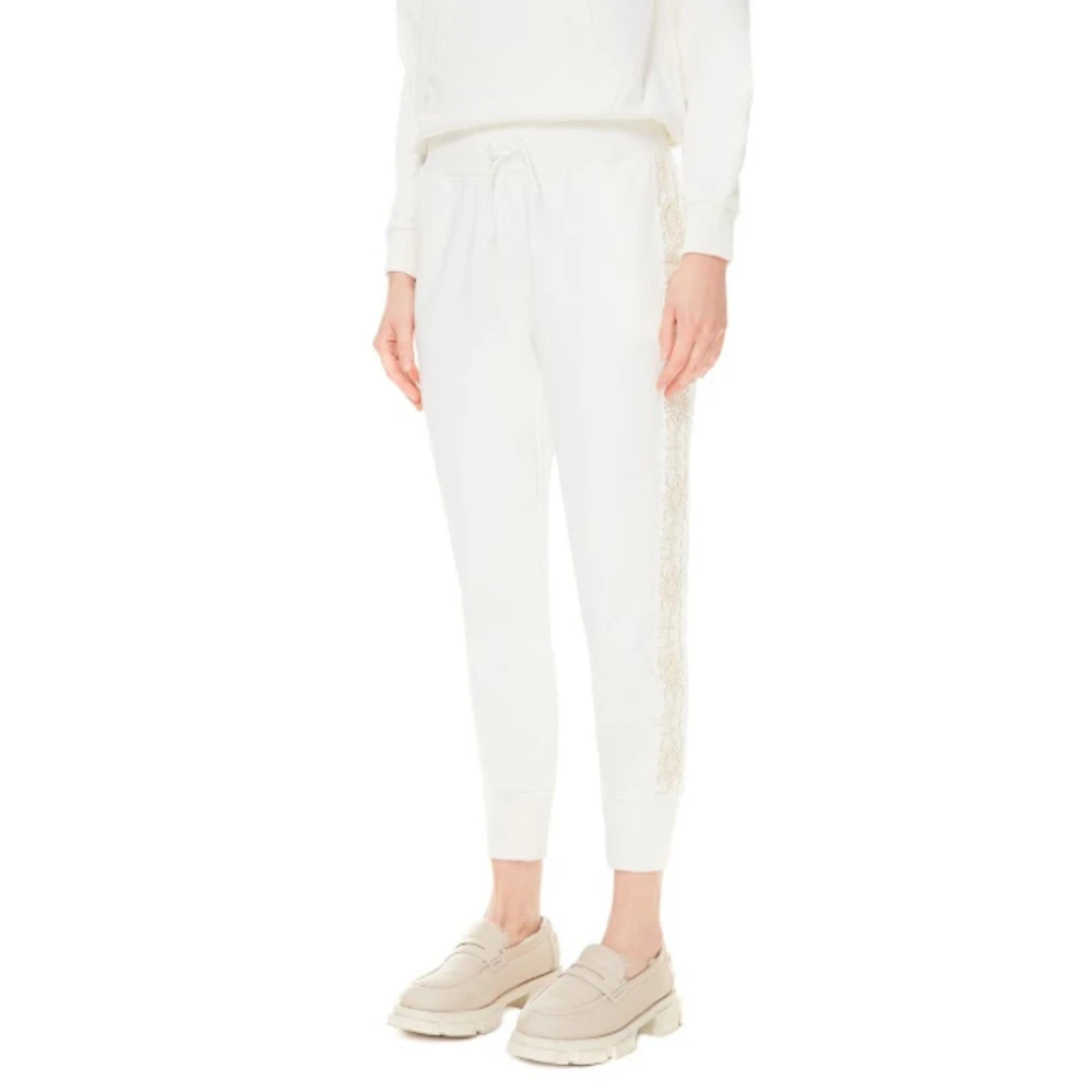 Polo Ralph Lauren Ecru Joggingbroek met Borduurdetails Beige Dames