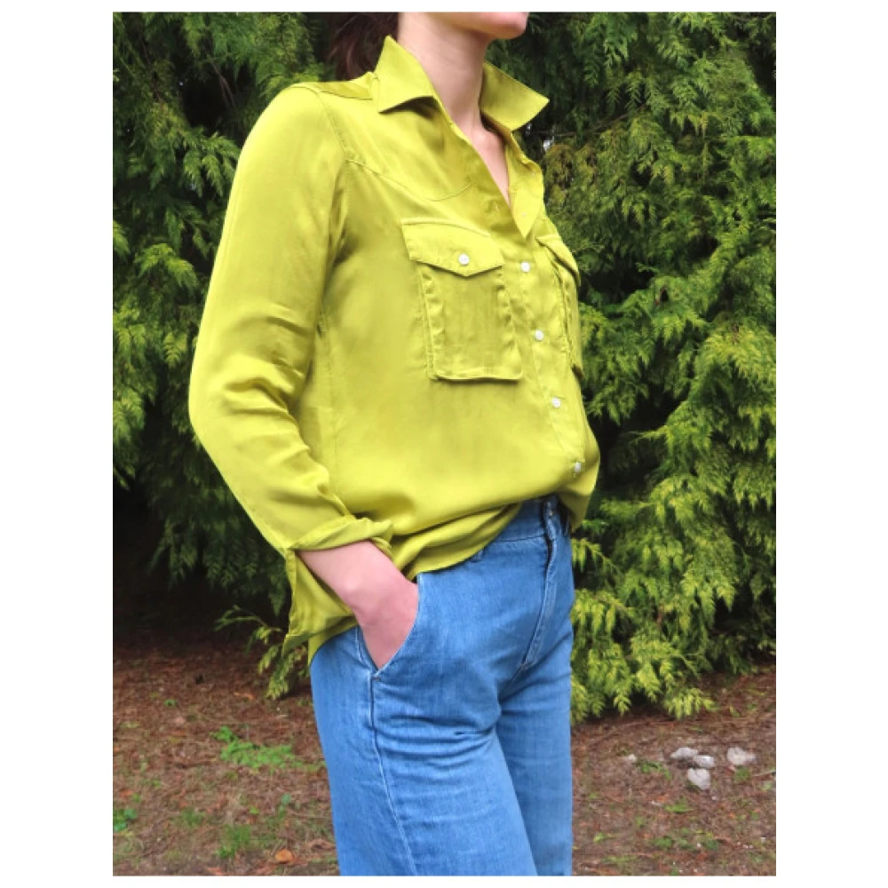 Mason's Satijnen Safari Blouse Green Dames