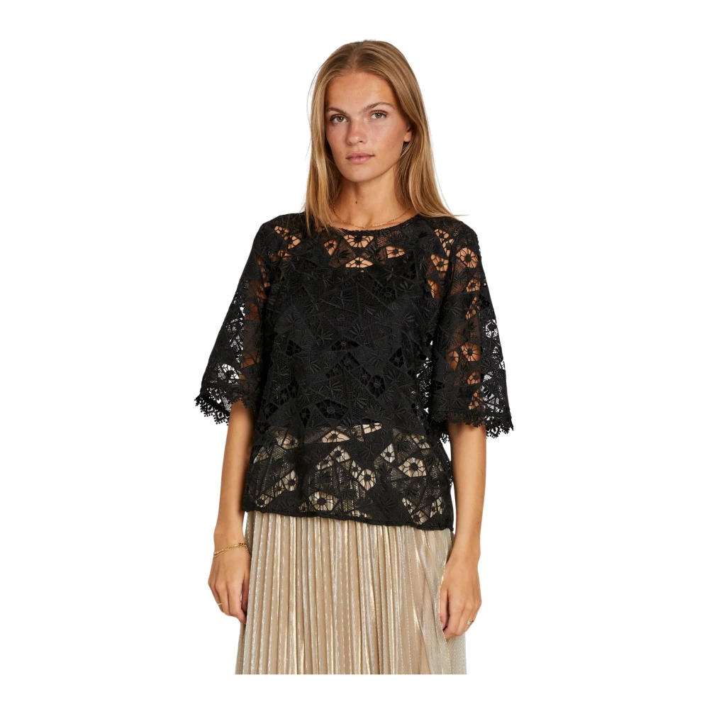 RUE de Femme Elegante Zwarte Kant Blouse Black Dames