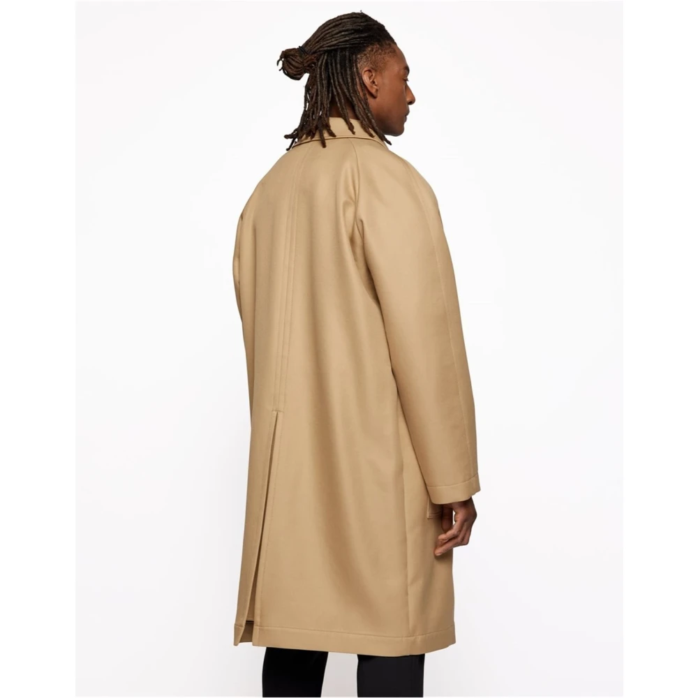 Hugo Boss Beige Katoenen Patch Coat Knoopsluiting Beige Heren