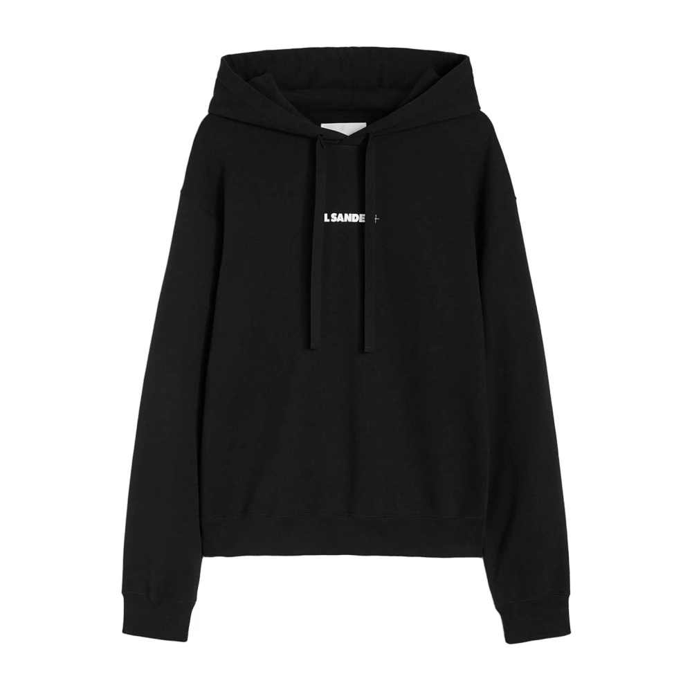 Jil Sander Zwarte Katoenen Hoodie met Logoprint Black Heren